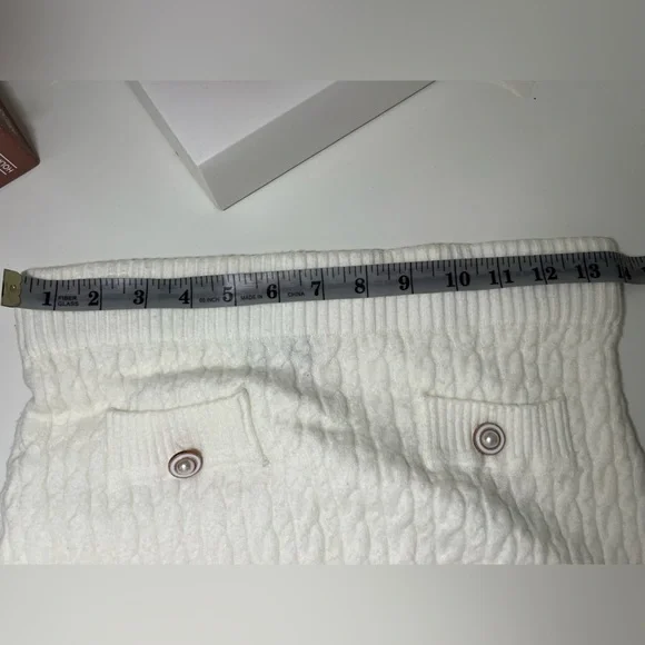 High Waist | Cream | Ribbed Maxi Pencil Skirt | Sz L  NWOT - Picture 7 of 9